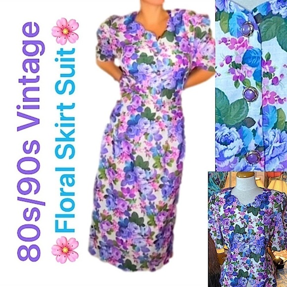 🌷EXPRESS Plus🌷 Vintage Floral Skirt & Top Casual Suit  Set - Picture 1 of 16